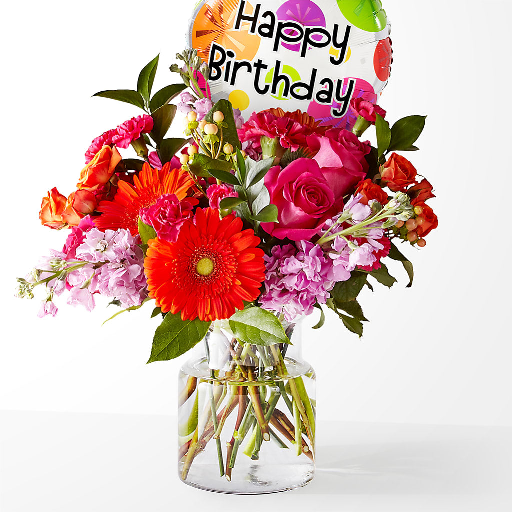 Fiesta Bouquet with Birthday Balloon – Ridge Florist Inc, Sebring FL