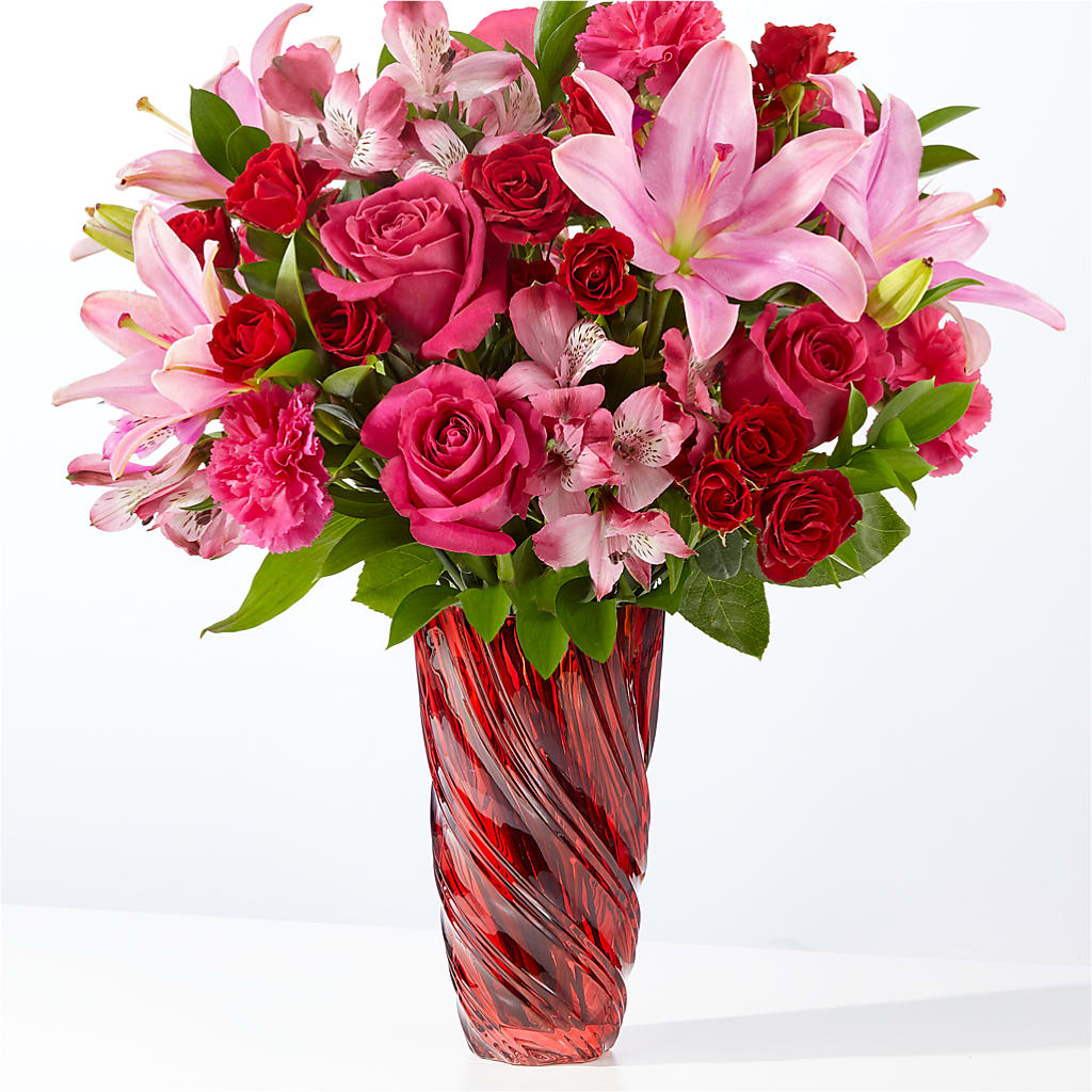 In Love Bouquet with Luxe Swirl Vase – Ridge Florist Inc, Sebring FL