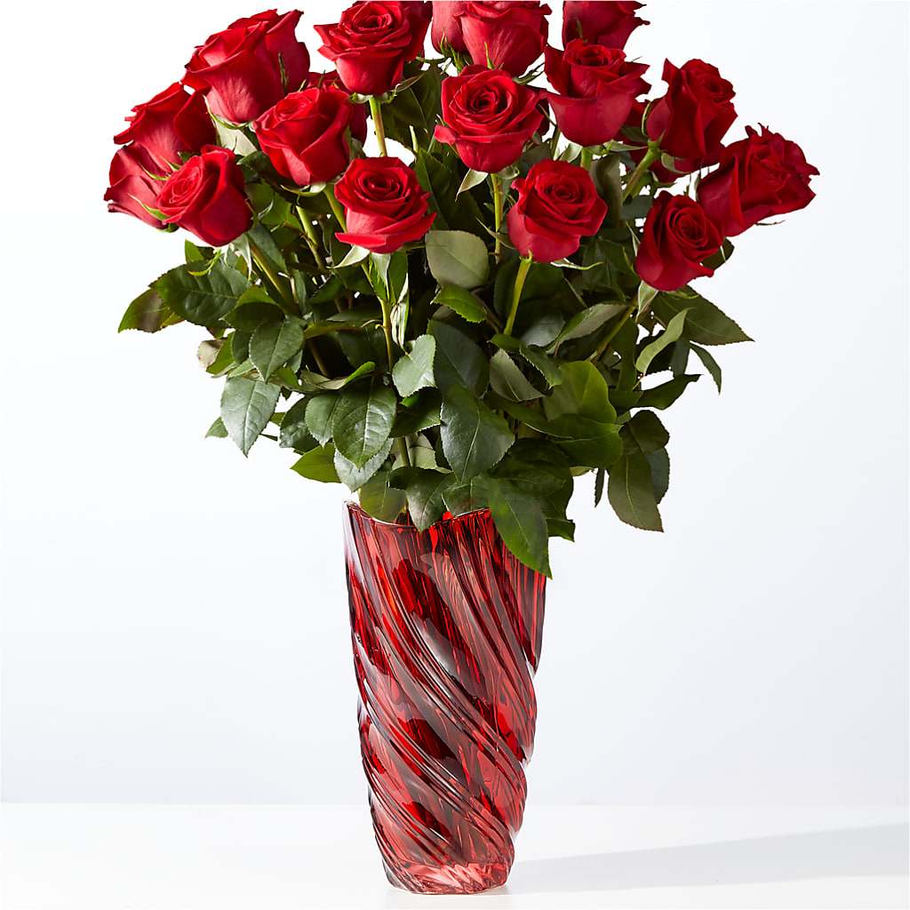 Classic Love Red Rose Bouquet with Luxe Swirl Vase – Ridge Florist Inc, Sebring FL