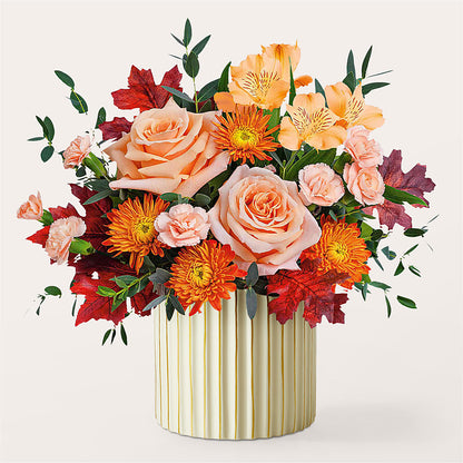 Spiced Latte Bouquet with Ivory Vase –  Ridge Florist Inc, Sebring FL